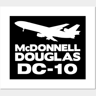 McDonnell Douglas DC-10 Silhouette Print (White) Posters and Art